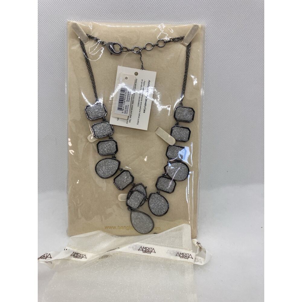 Amrita Singh silver Glitter statement necklace Broken Use For Parts Or Crafting